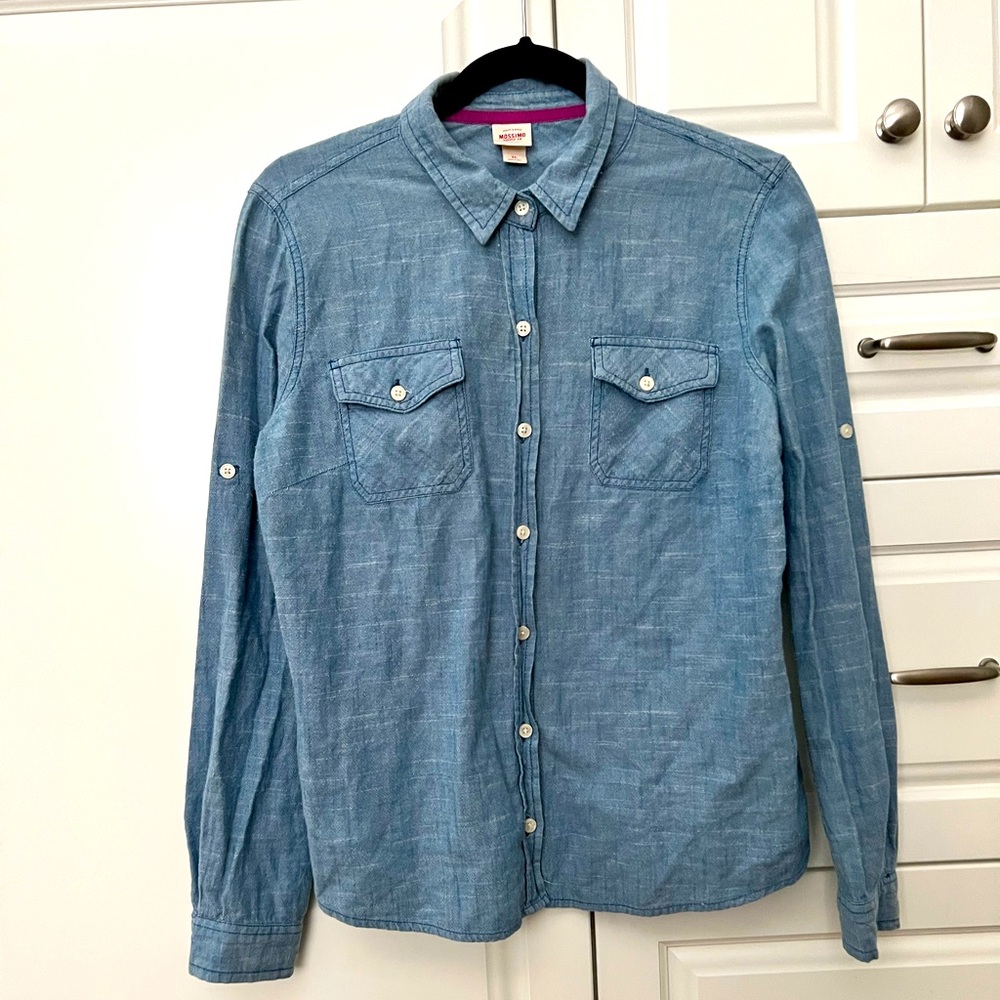 Target Long Sleeve Cotton Denim Button Down Size L